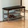 Danya B. Leatherette Storage Entryway Bench with Chrome Frame - Black -Ottomans Official Shop unnamed file 7764