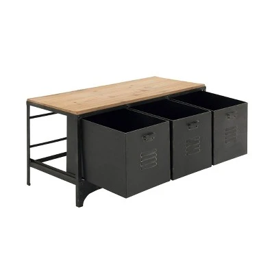 Wood Storage Bench 3 Drawers Black - Olivia & May 5 Wood Storage Bench 3 Drawers Black - Olivia & May – Image 3