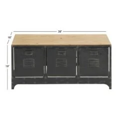 Wood Storage Bench 3 Drawers Black - Olivia & May 11 Wood Storage Bench 3 Drawers Black - Olivia & May -Ottomans Official Shop unnamed file 7803
