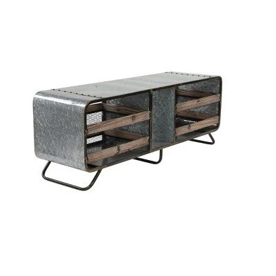 Olivia & May Industrial Storage Bench Gray - Olivia & May 10 Olivia & May Industrial Storage Bench Gray - Olivia & May – Image 8