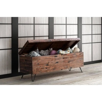 46" Kendall Storage Bench Brown/Black - Summerland Home 3 46" Kendall Storage Bench Brown/Black - Summerland Home