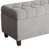 Fabric Upholstered Button Tufted Wooden Bench with Hinged Storage Gray - Benzara
