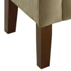 Button Tufted Wooden Bench Settee with Hinged Storage Beige/Brown - Benzara -Ottomans Official Shop unnamed file 7914