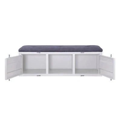 Cargo Storage Bench - Acme Furniture Gray Fabric/red 5 Cargo Storage Bench - Acme Furniture Gray Fabric/red – Image 3