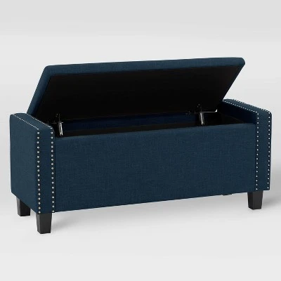 Boston Fabric Storage Ottoman Navy Blue - CorLiving 3 Boston Fabric Storage Ottoman Navy Blue - CorLiving