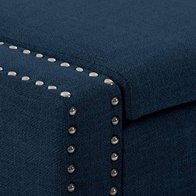 Boston Fabric Storage Ottoman Navy Blue - CorLiving 7 Boston Fabric Storage Ottoman Navy Blue - CorLiving – Image 5