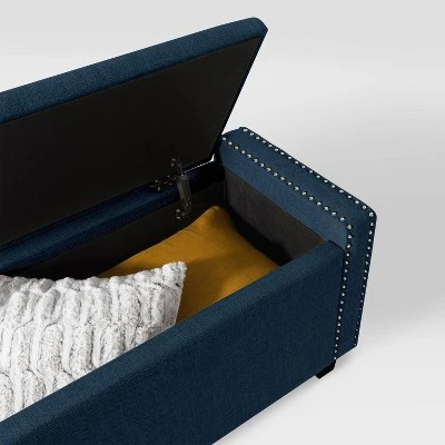 Boston Fabric Storage Ottoman Navy Blue - CorLiving 8 Boston Fabric Storage Ottoman Navy Blue - CorLiving – Image 6