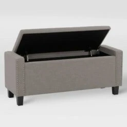 Boston Storage Fabric Ottoman Light Gray - CorLiving