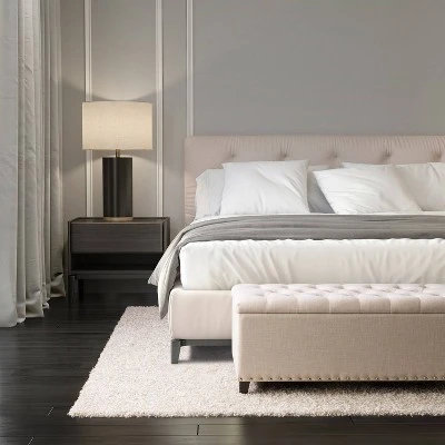 Boston Tufted Fabric Storage Ottoman Beige - CorLiving 4 Boston Tufted Fabric Storage Ottoman Beige - CorLiving – Image 2