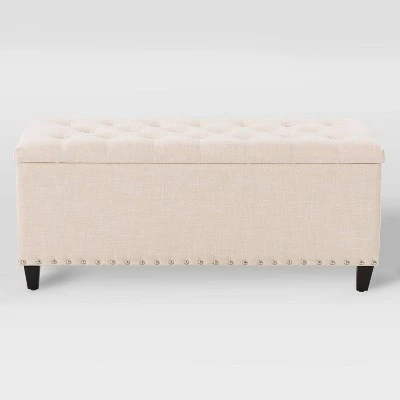 Boston Tufted Fabric Storage Ottoman Beige - CorLiving 6 Boston Tufted Fabric Storage Ottoman Beige - CorLiving – Image 4