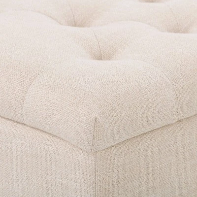 Boston Tufted Fabric Storage Ottoman Beige - CorLiving 7 Boston Tufted Fabric Storage Ottoman Beige - CorLiving – Image 5