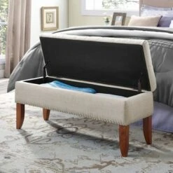 Hinged Top Button Tufted Storage Bed Bench Beige - HomeFare 13 Hinged Top Button Tufted Storage Bed Bench Beige - HomeFare -Ottomans Official Shop unnamed file 8071