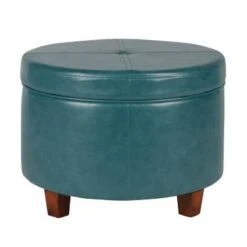 Large Round Storage Ottoman - HomePop Moss Green -Ottomans Official Shop unnamed file 8126