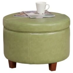 Large Round Storage Ottoman - HomePop Moss Green -Ottomans Official Shop unnamed file 8127