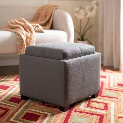 Harrison Tray Storage Ottoman - Safavieh Charcoal Gray 3 Harrison Tray Storage Ottoman - Safavieh Charcoal Gray