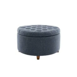 Large Round Tufted Storage Ottoman with Lift Off Lid - WOVENBYRD Cream -Ottomans Official Shop unnamed file 8175