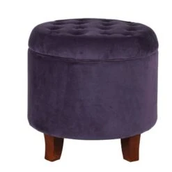 Large Round Tufted Storage Ottoman - HomePop Burgundy -Ottomans Official Shop unnamed file 8190