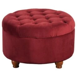 Large Round Tufted Storage Ottoman - HomePop Burgundy -Ottomans Official Shop unnamed file 8194