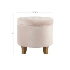 Velvet Tufted Round Storage Ottoman Pink Blush - HomePop