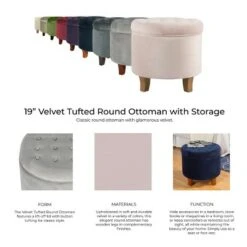 Velvet Tufted Round Storage Ottoman Pink Blush - HomePop -Ottomans Official Shop unnamed file 8209