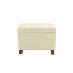 24" Tufted Storage Ottoman and Hinged Lid - WOVENBYRD Light Brown -Ottomans Official Shop unnamed file 8251