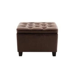 24" Tufted Storage Ottoman and Hinged Lid - WOVENBYRD Light Brown -Ottomans Official Shop unnamed file 8252