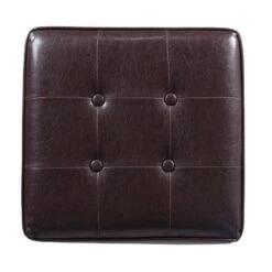 Square Tufted Faux Leather Storage Ottoman - HomePop Brown -Ottomans Official Shop unnamed file 8256