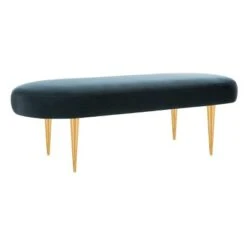 Corinne Velvet Oval Bench Navy - Safavieh -Ottomans Official Shop unnamed file 829