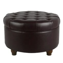Large Tufted Round Storage Ottoman - HomePop Dark Gray -Ottomans Official Shop unnamed file 8314