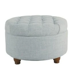 Large Tufted Round Storage Ottoman - HomePop Dark Gray -Ottomans Official Shop unnamed file 8317