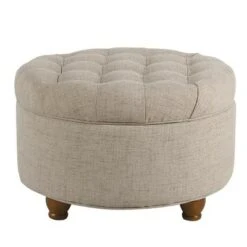 Large Tufted Round Storage Ottoman - HomePop Dark Gray -Ottomans Official Shop unnamed file 8318