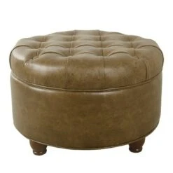 Large Tufted Round Storage Ottoman - HomePop Dark Gray -Ottomans Official Shop unnamed file 8319