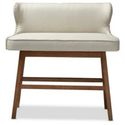Gradisca Modern And Contemporary Fabric Button Tufted Upholstered Bar Bench Banquette - Baxton Studio Light Beige