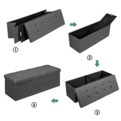 Costway Fabric Folding Storage Ottoman Storage Chest W/Divider Bed End Bench Light GreyDrak GreyNavy -Ottomans Official Shop unnamed file 8347