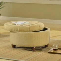 Tweed Tufted Storage Ottoman Tan/Cream - HomePop -Ottomans Official Shop unnamed file 8357
