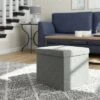 Foldable Square Storage Ottoman with Channel Tufting - Brookside Home Brown Faux Leather