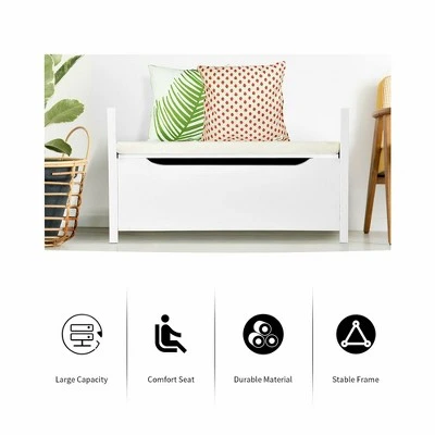 Costway Shoe Bench Storage Rack Cushion Seat Ottoman Bedroom Hallway Entryway White 5 Costway Shoe Bench Storage Rack Cushion Seat Ottoman Bedroom Hallway Entryway White – Image 3