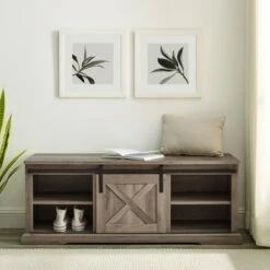 48" Modern Farmhouse Sliding Door Wood Bench - Saracina Home White/rustic Oak 15 48" Modern Farmhouse Sliding Door Wood Bench - Saracina Home White/rustic Oak -Ottomans Official Shop unnamed file 841