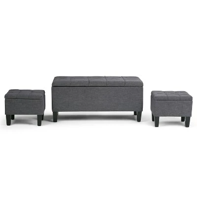 3pc 44" Lancaster Storage Ottoman - Wyndenhall Linen Look Fabric Slate Gray 5 3pc 44" Lancaster Storage Ottoman - Wyndenhall Linen Look Fabric Slate Gray – Image 3