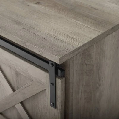 48" Modern Farmhouse Sliding Door Wood Bench - Saracina Home White/rustic Oak 7 48" Modern Farmhouse Sliding Door Wood Bench - Saracina Home White/rustic Oak – Image 5