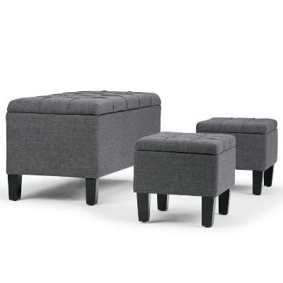 3pc 44" Lancaster Storage Ottoman - Wyndenhall Linen Look Fabric Slate Gray 9 3pc 44" Lancaster Storage Ottoman - Wyndenhall Linen Look Fabric Slate Gray – Image 7
