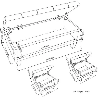 3pc 44" Lancaster Storage Ottoman - Wyndenhall Linen Look Fabric Slate Gray 10 3pc 44" Lancaster Storage Ottoman - Wyndenhall Linen Look Fabric Slate Gray – Image 8
