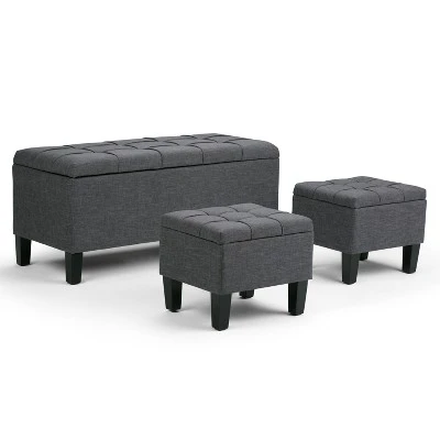 3pc 44" Lancaster Storage Ottoman - Wyndenhall Linen Look Fabric Slate Gray 11 3pc 44" Lancaster Storage Ottoman - Wyndenhall Linen Look Fabric Slate Gray – Image 9