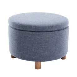 Large Round Storage Ottoman with Lift Off Lid - WOVENBYRD Dark Brown Faux Leather -Ottomans Official Shop unnamed file 8437