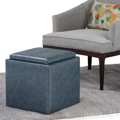 17" Townsend Cube Storage Ottoman with Tray - WyndenHall Distressed Slate Gray 3 17" Townsend Cube Storage Ottoman with Tray - WyndenHall Distressed Slate Gray