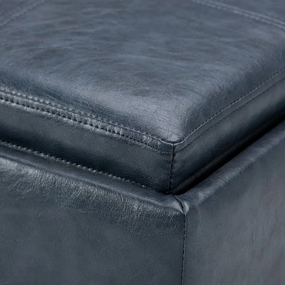 17" Townsend Cube Storage Ottoman with Tray - WyndenHall Distressed Slate Gray 8 17" Townsend Cube Storage Ottoman with Tray - WyndenHall Distressed Slate Gray – Image 6