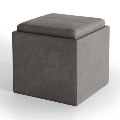 17" Townsend Cube Storage Ottoman with Tray - WyndenHall Distressed Slate Gray 11 17" Townsend Cube Storage Ottoman with Tray - WyndenHall Distressed Slate Gray – Image 9