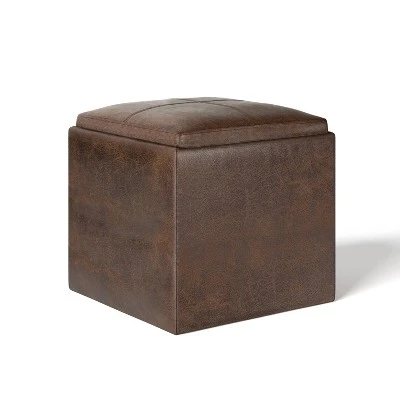 17" Townsend Cube Storage Ottoman with Tray - WyndenHall Distressed Slate Gray 12 17" Townsend Cube Storage Ottoman with Tray - WyndenHall Distressed Slate Gray – Image 10