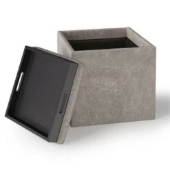 17" Townsend Cube Storage Ottoman with Tray - WyndenHall Distressed Slate Gray 27 17" Townsend Cube Storage Ottoman with Tray - WyndenHall Distressed Slate Gray -Ottomans Official Shop unnamed file 8459
