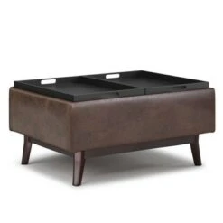 Small Ethan Tray Top Coffee Table Storage Ottoman - WyndenHall Saddle Brown -Ottomans Official Shop unnamed file 8468